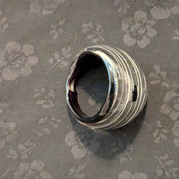 Murano Glass Ring Silver Foil Glass Ring Size 7.5 - Picture 4 of 6
